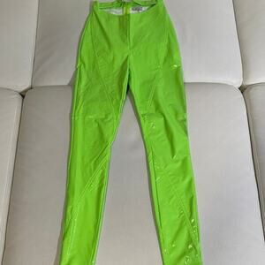 Oh Polly Lime Green Vinyl High Waisted Pants - Size 2